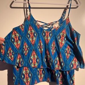 Self Esteem Multicolor Spaghetti Strap crop Top